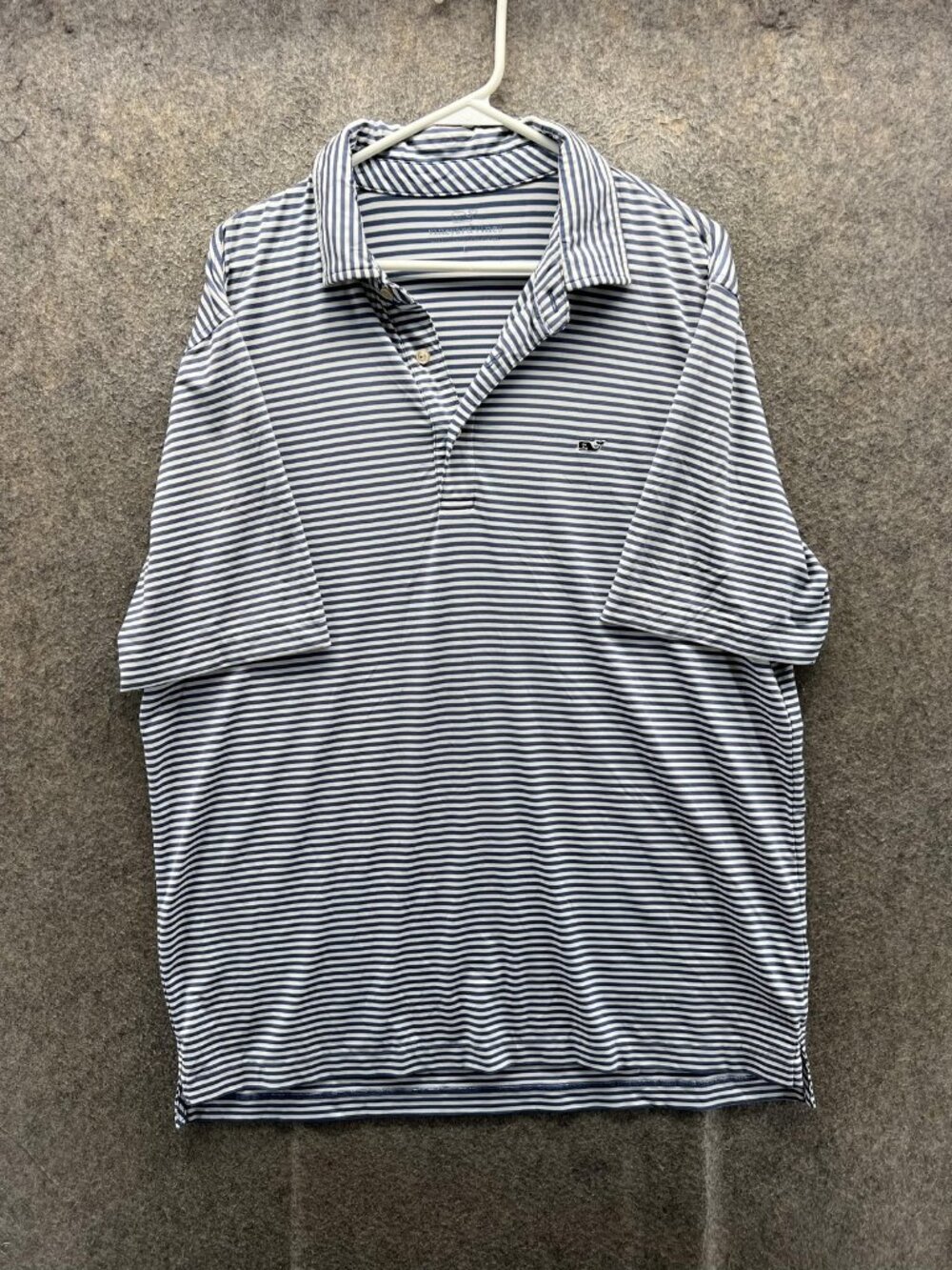 Vineyard Vines Polo Shirt Mens Large Blue Stripe Performance Stretch Casual